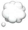 White thought bubble with a smaller bubble below on transparent background.