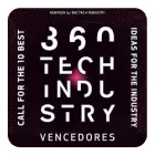 Logo with stylized text 'Tech Industry Vencedores' surrounded by phrases 'Call for the 10 best' and 'Ideas for the industry'.