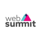 Web Summit logo with stylized mountain shapes in blue, pink, and black next to the text.
