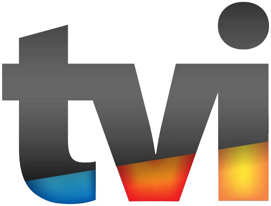 Logo of the television channel TVI with letters in black fading to colorful blue, red, and orange at the bottom.