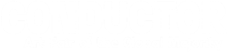 Text logo reading 'CONDUCTOR' with the subtitle 'Art Fair of the Global Majority' in white font on a black background.