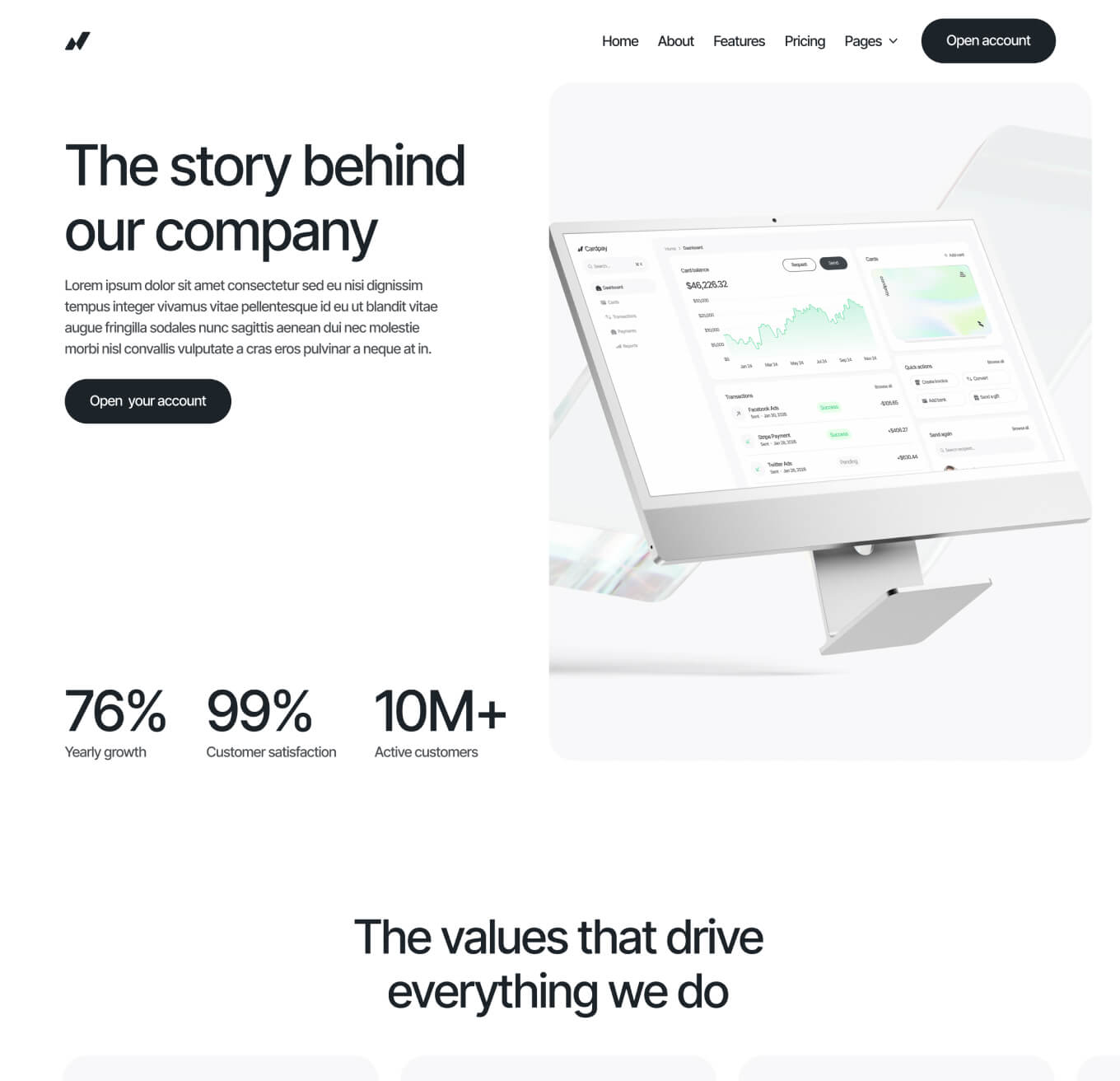 Cardpay - About Page - Bank Webflow Template