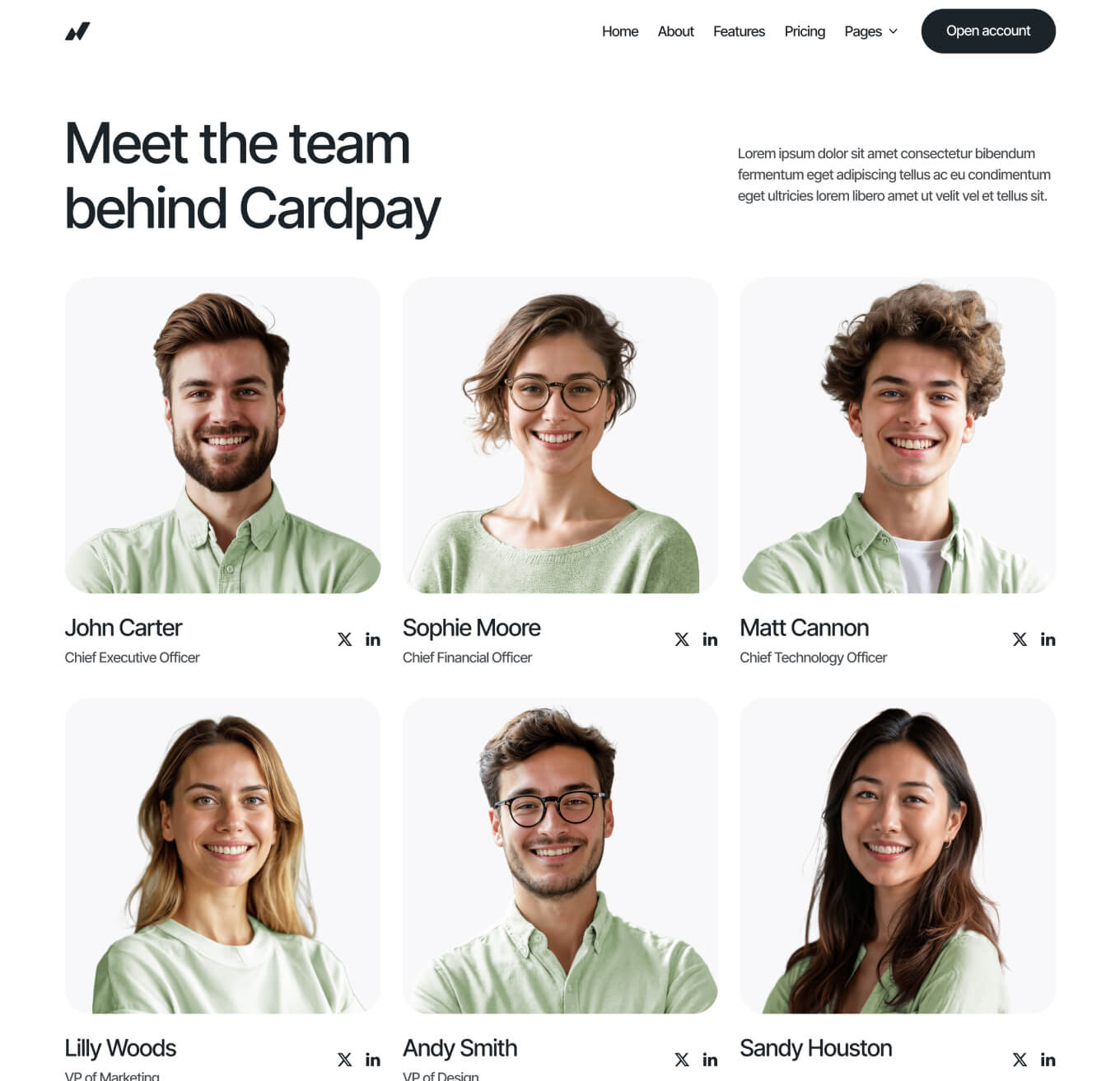 Cardpay - Team Members Page - Bank Webflow Template