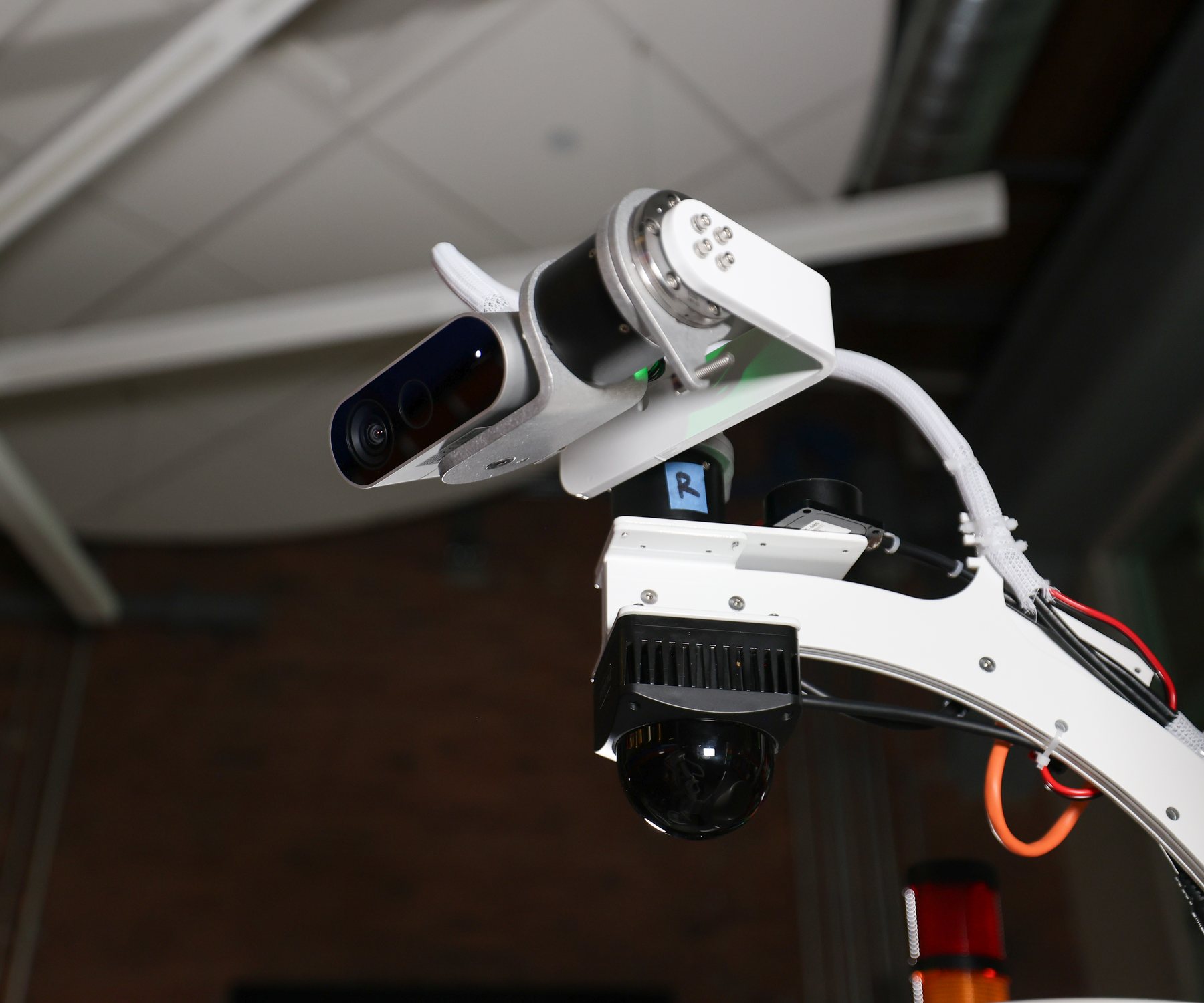 Sonny's head camera on its pan and tilt mount.