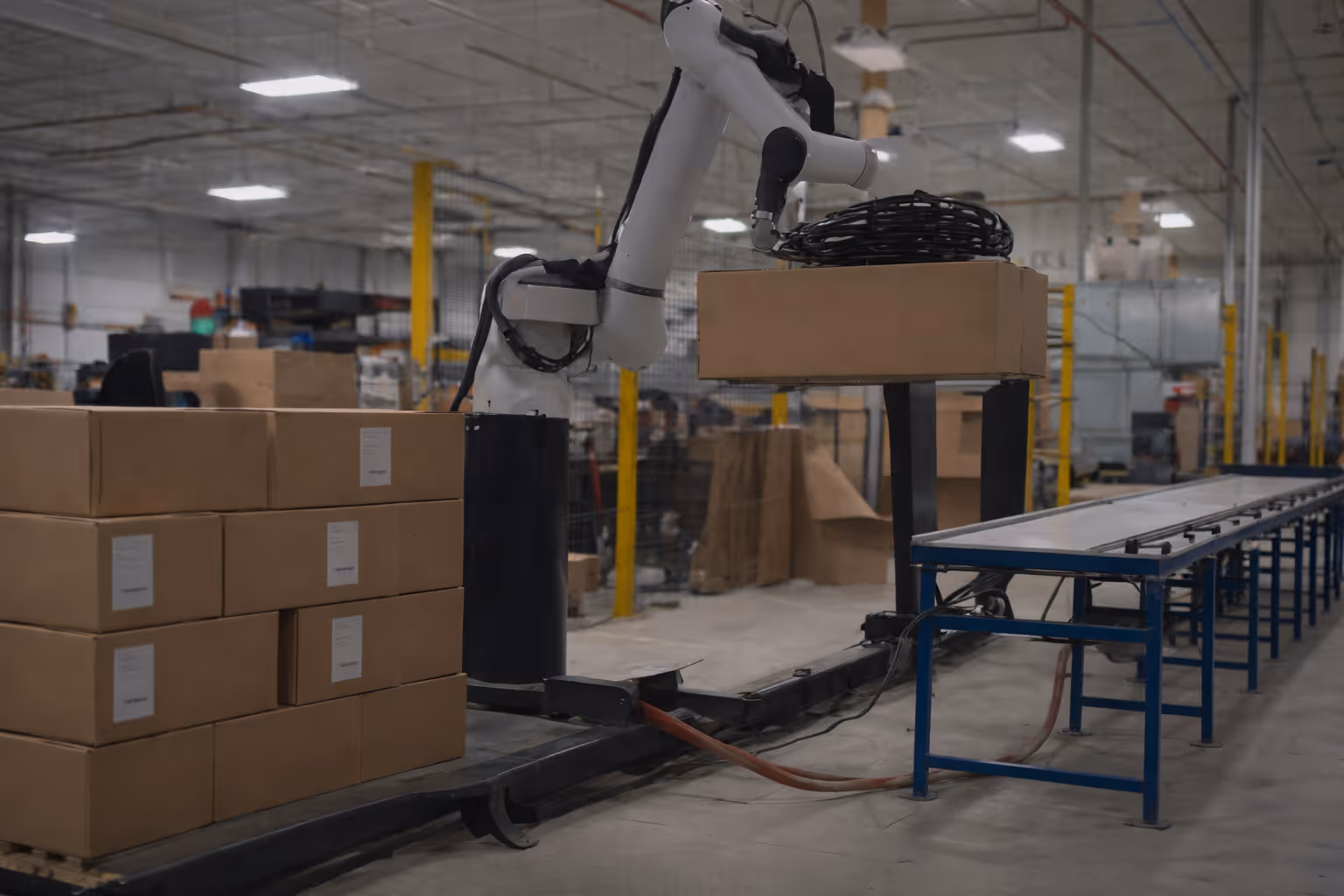 Robotic arm palletizing