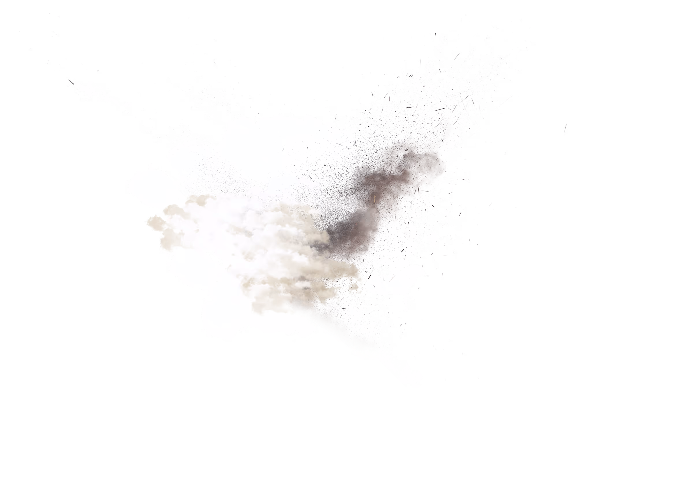 Cloud of white and gray powder exploding on a black background.