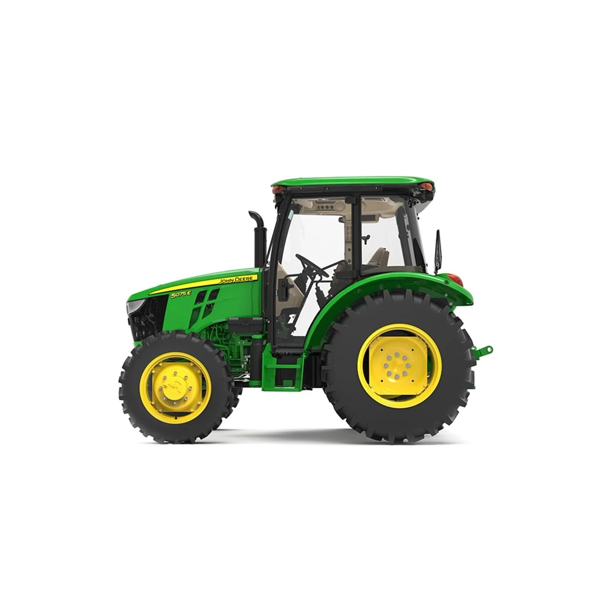 Studio image with a left view of a 5075E Utility Tractor