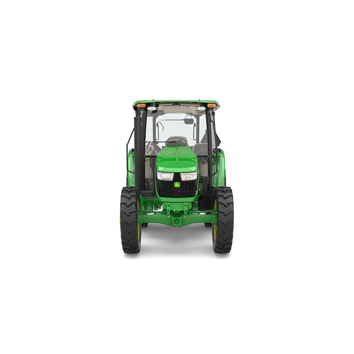 Studio image with a front view of a 5075E Utility Tractor