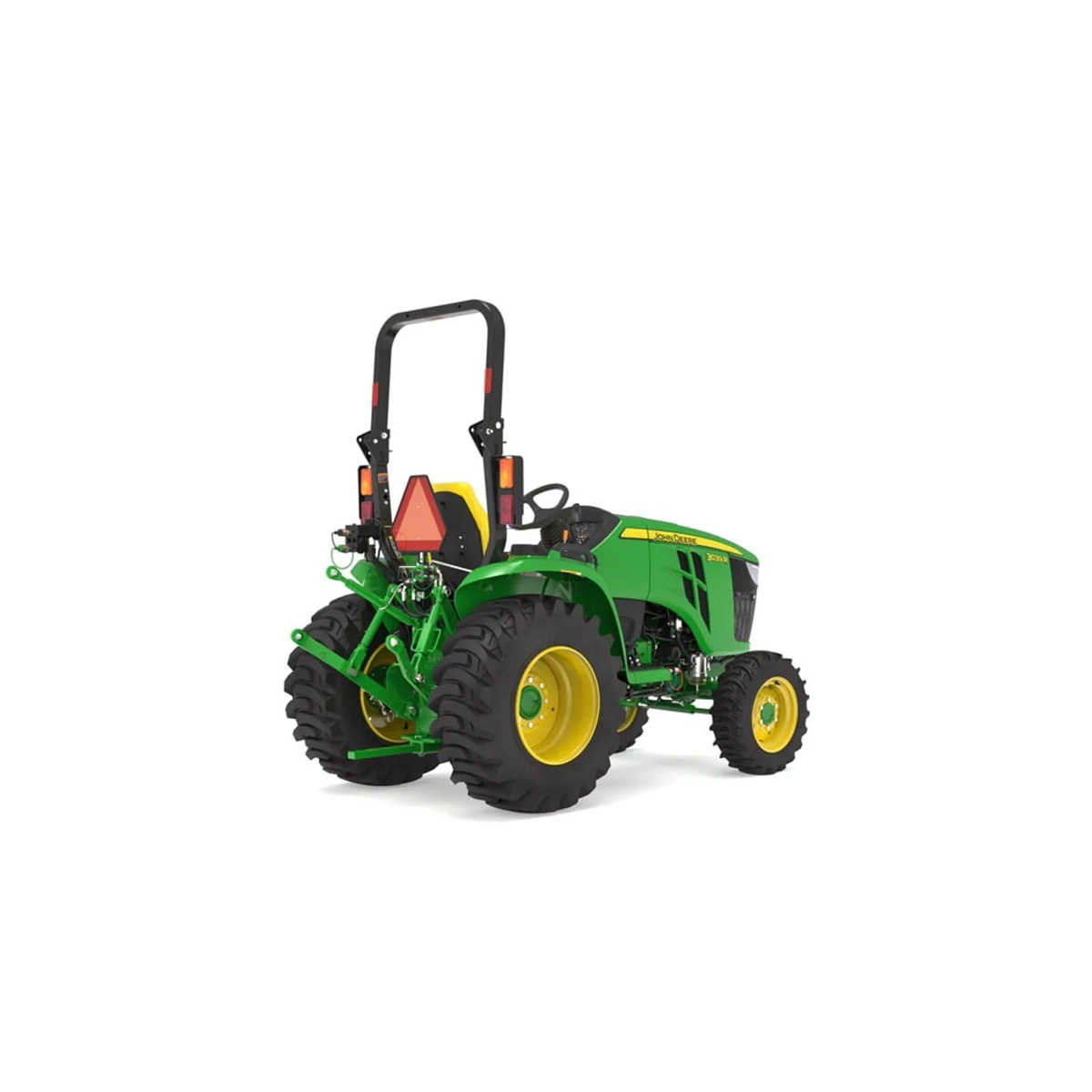 Studio image with a rear right view of 3039R Compact Tractor