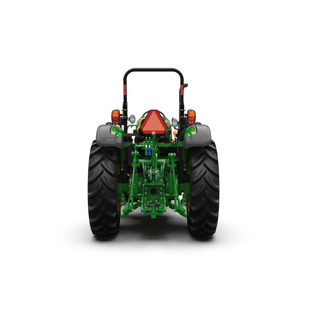Studio image with rear view of 5075M utility tractor.