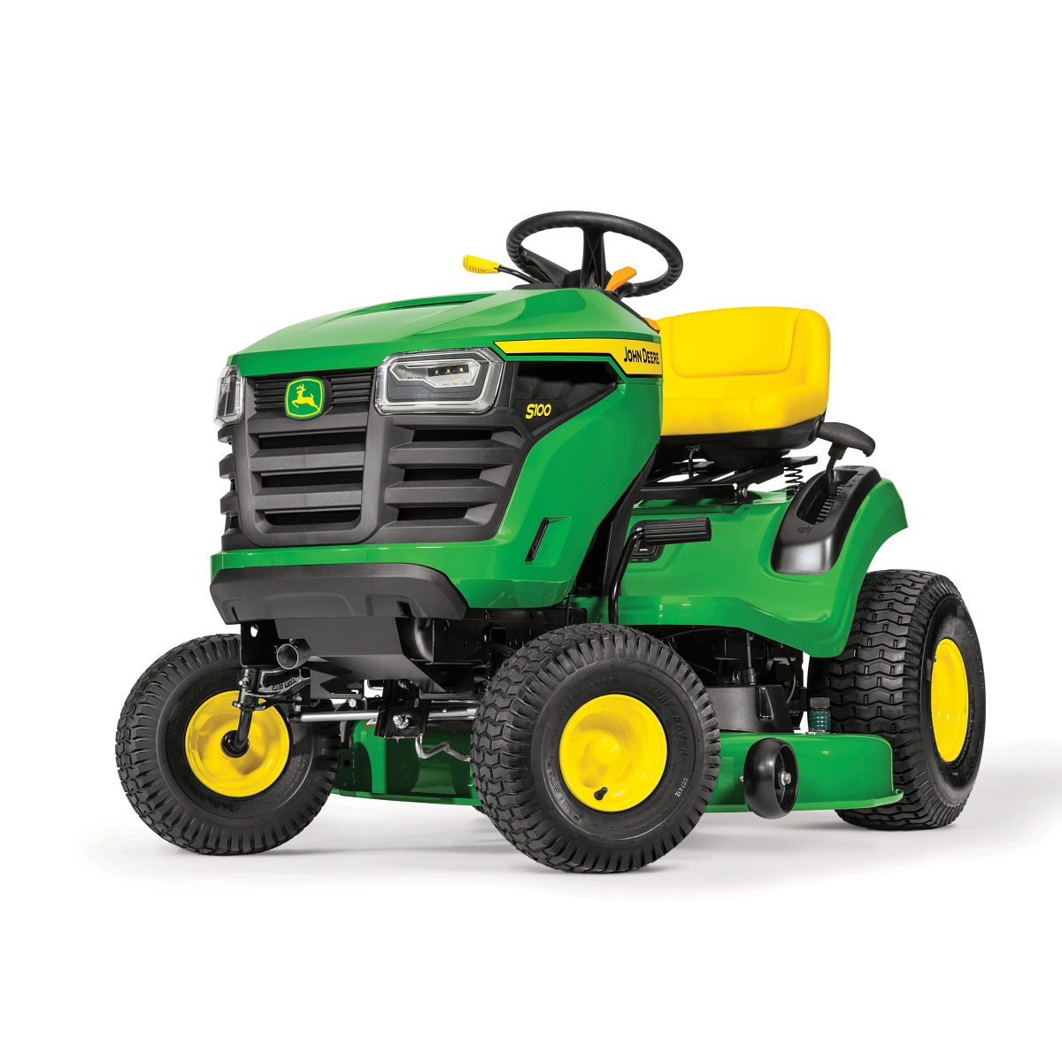 Front left studio view of an S100 lawn tractor