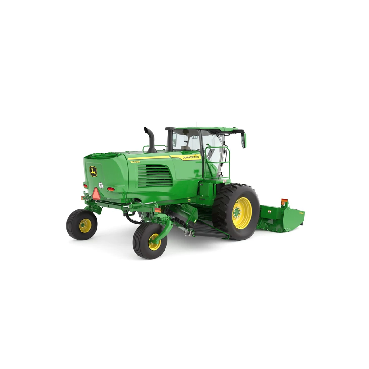 Rear right studio rendering of W235R Self Propelled windrower