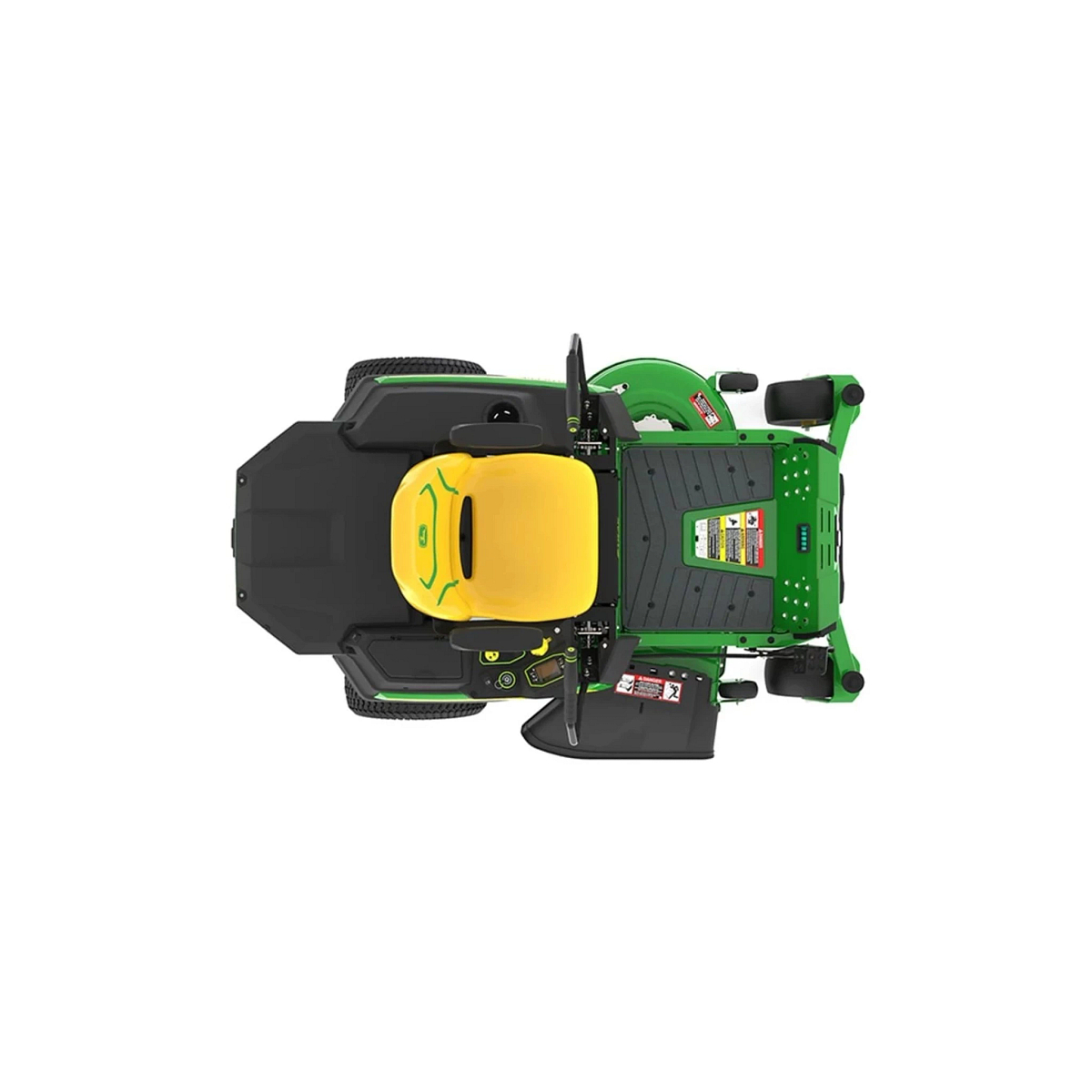 Studio image with a top view of a Z370R Electric ZTrak Mower
