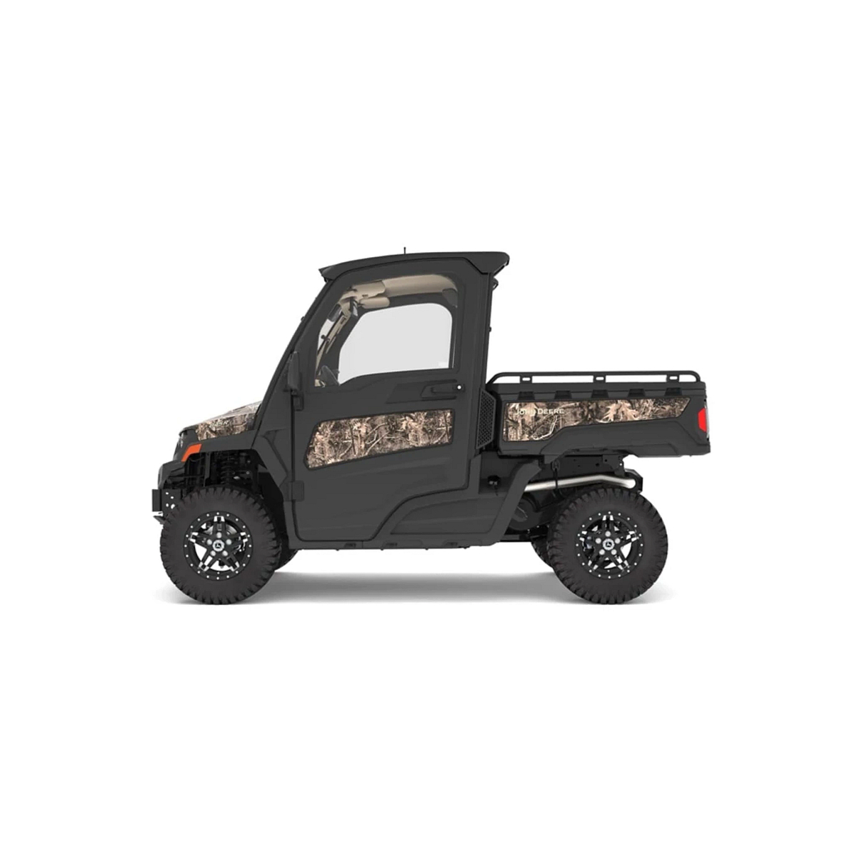 Side left studio view of XUV 845R Premium Cab in camo