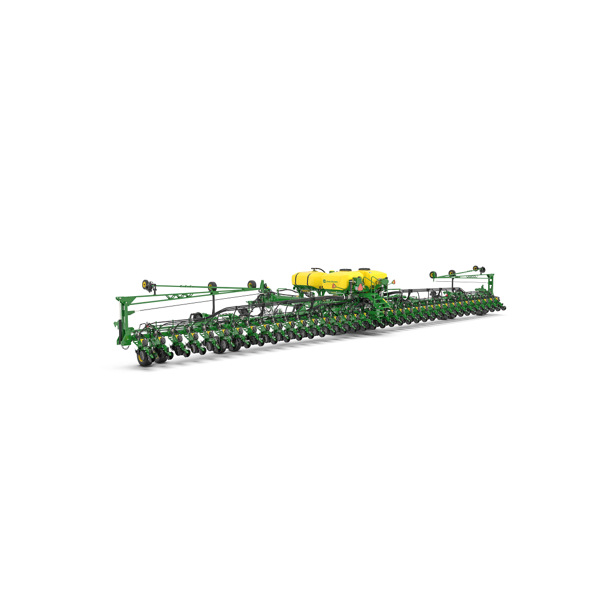 Studio rendering with left rear view of DB90 36 Row planter.