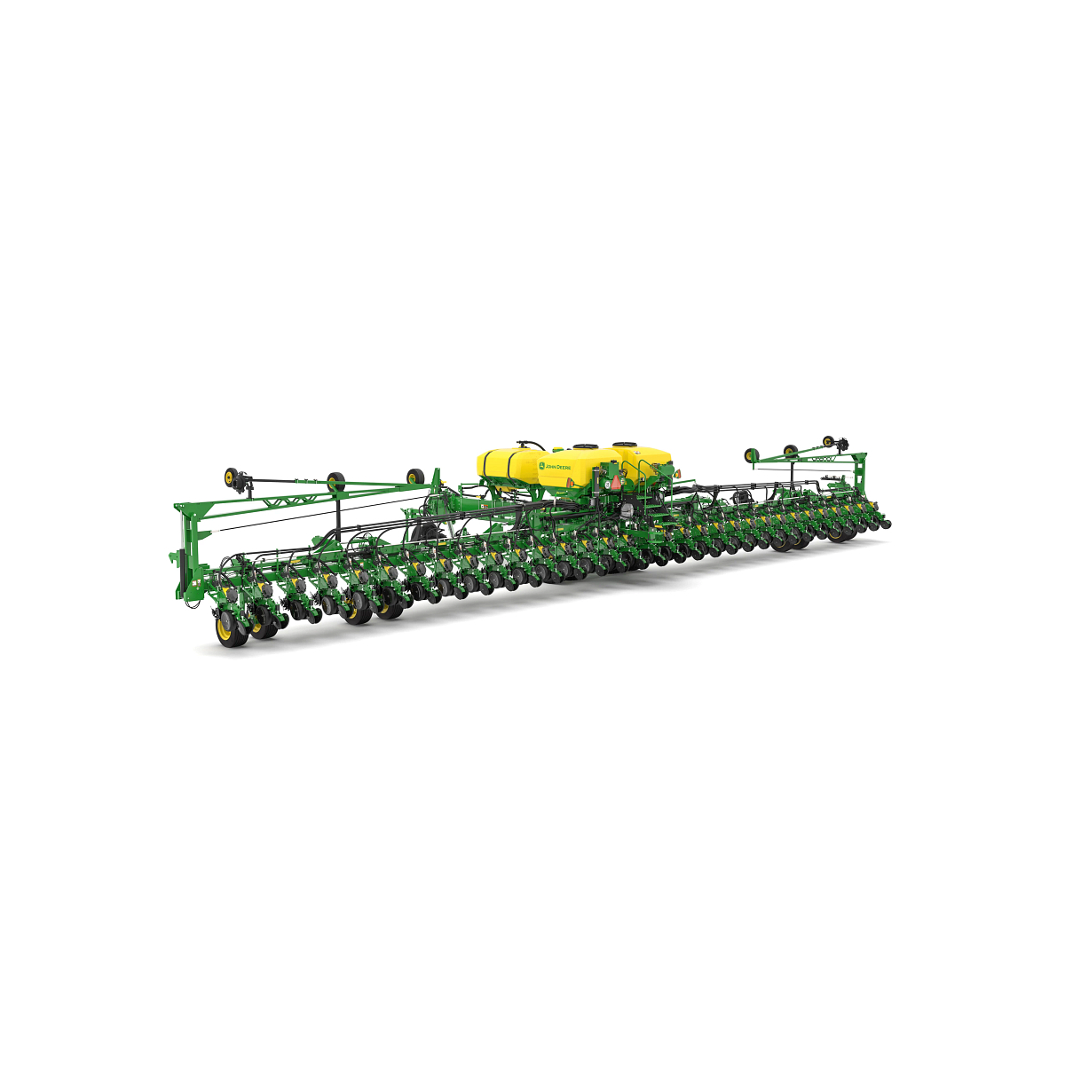 Studio rendering with left rear view of DB80 32 Row planter.