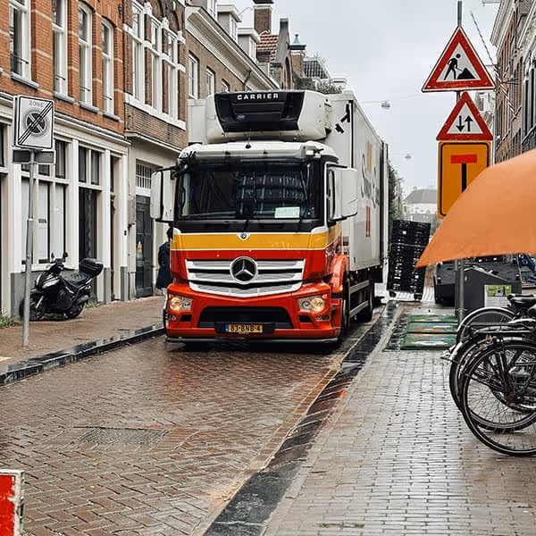 HGV lorry in European street.