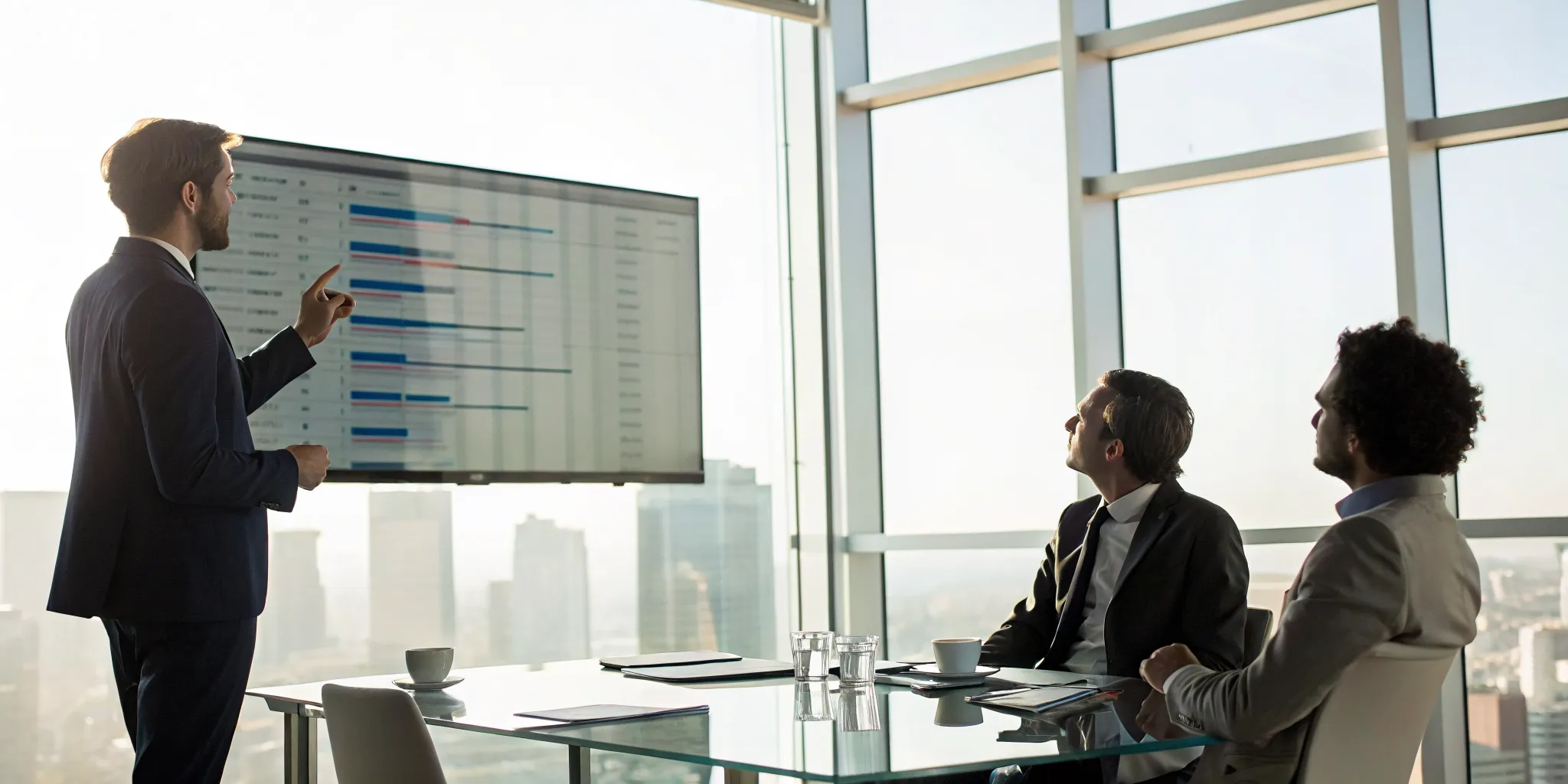 A Smartsheet consultant helping a team optimize project workflows in a business meeting.
