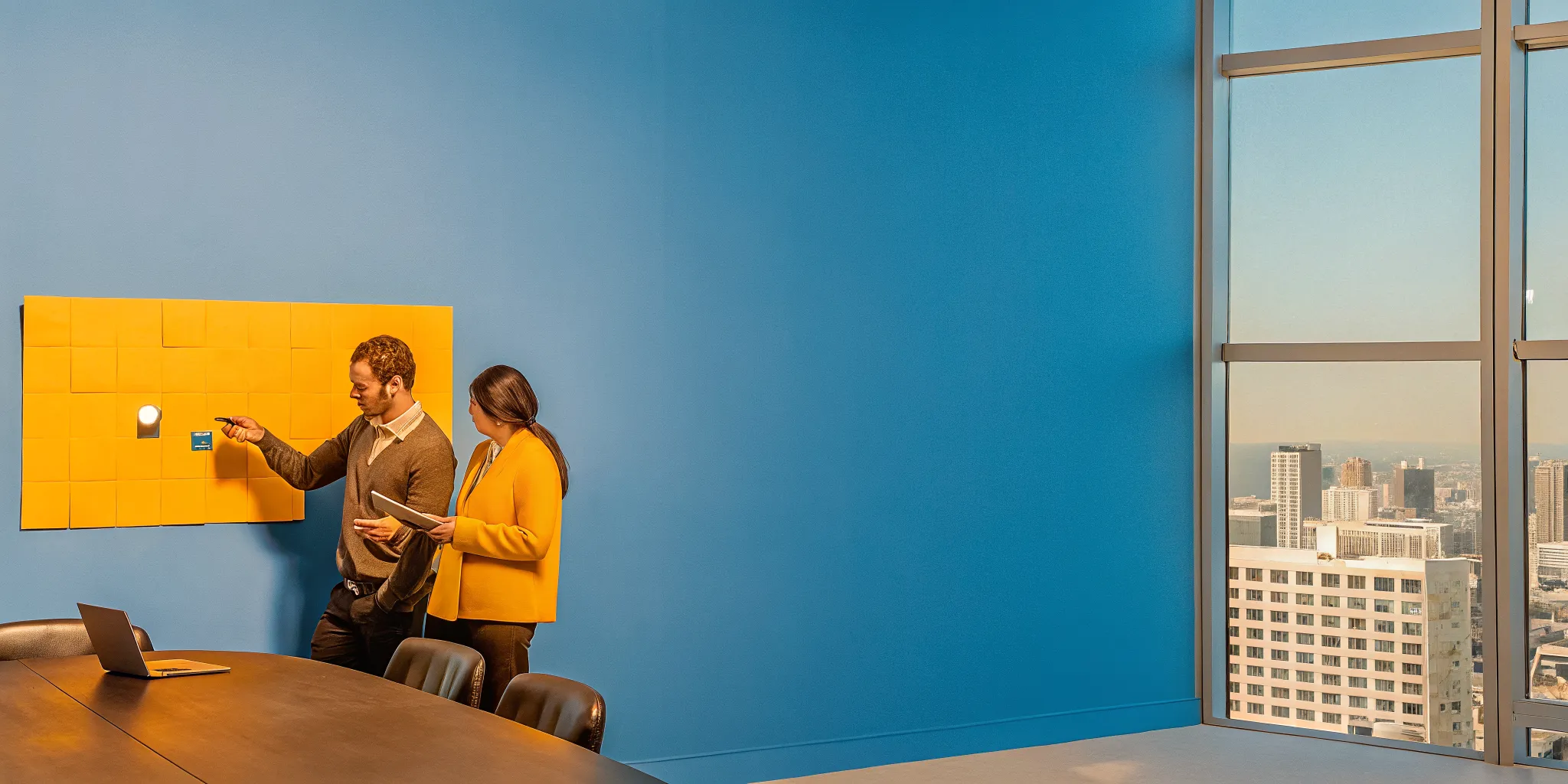 A project management consultant discussing project strategy with a client.