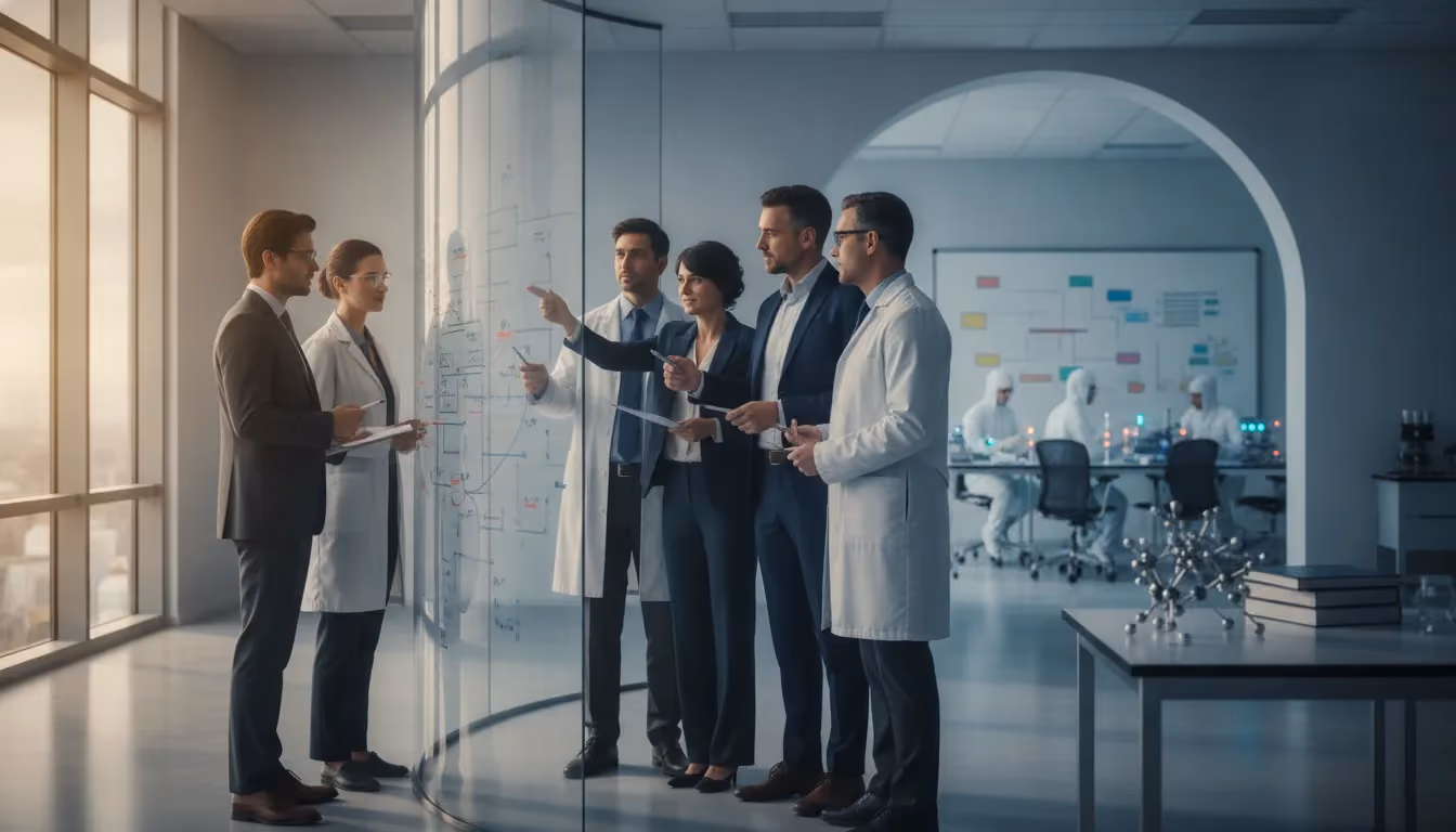 Biotech project management leaders coordinating complex R&D work
