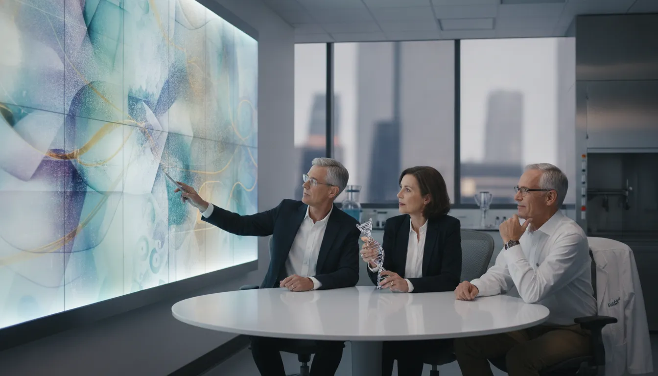 Biotech leaders reviewing resource priorities across an R&D program