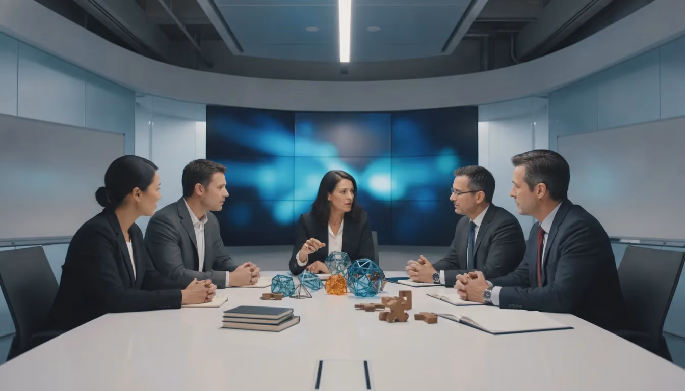 Executives connecting portfolio and project management priorities in a complex organization