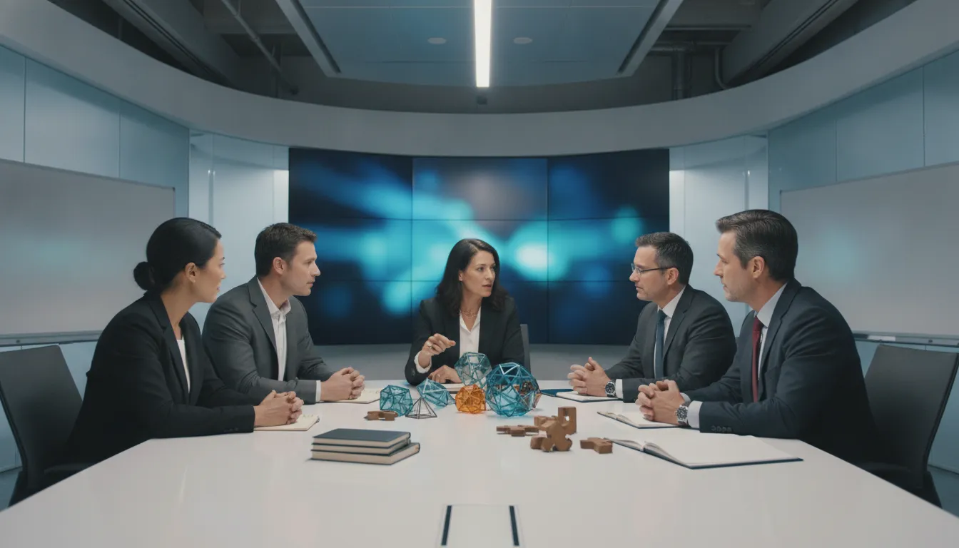 Executives connecting portfolio and project management priorities in a complex organization