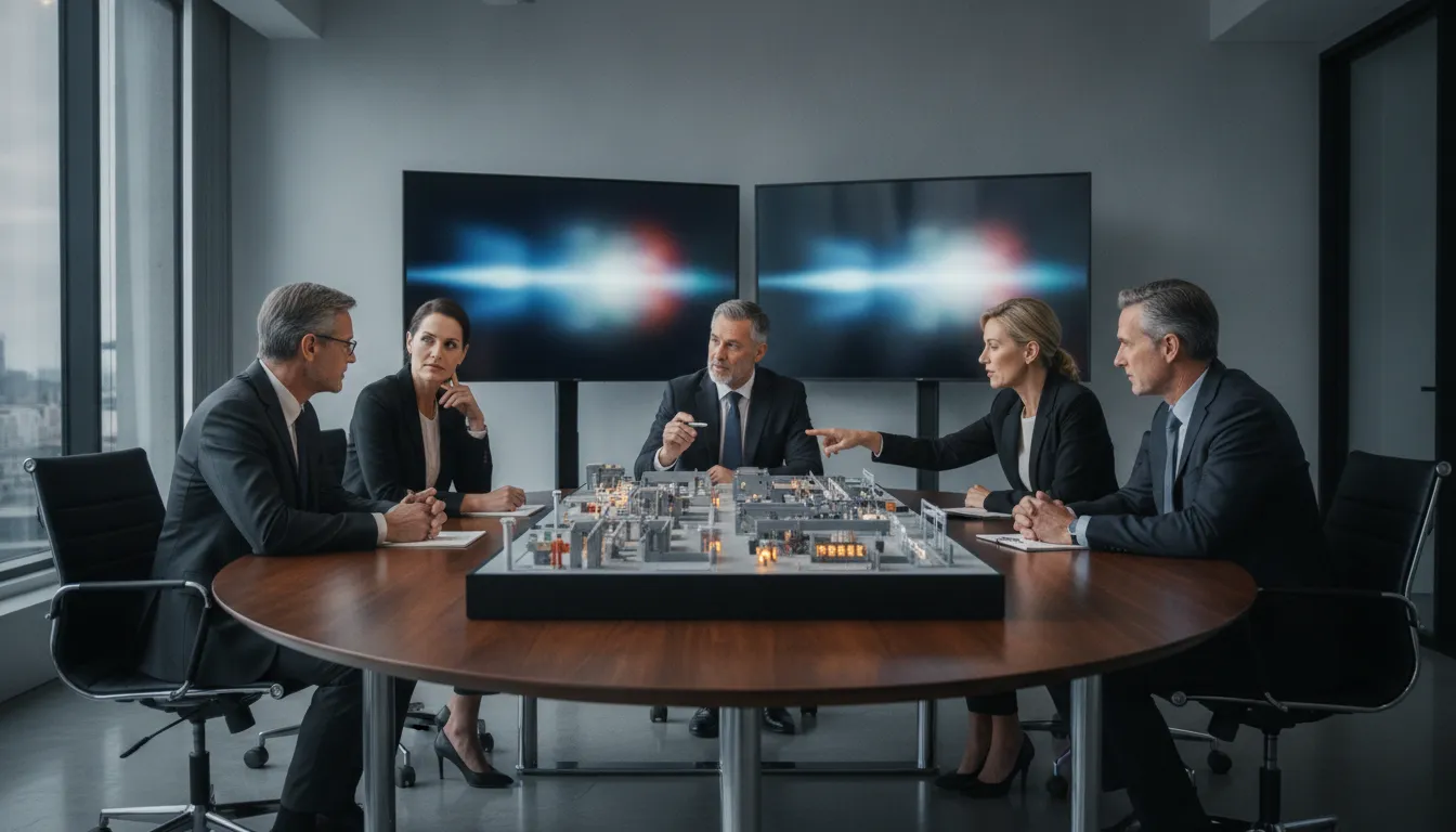 Executives reviewing portfolio and project management outcomes
