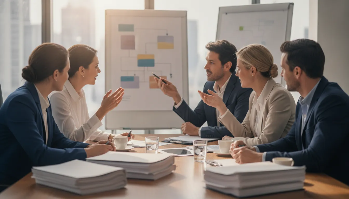 Executives discussing project decisions