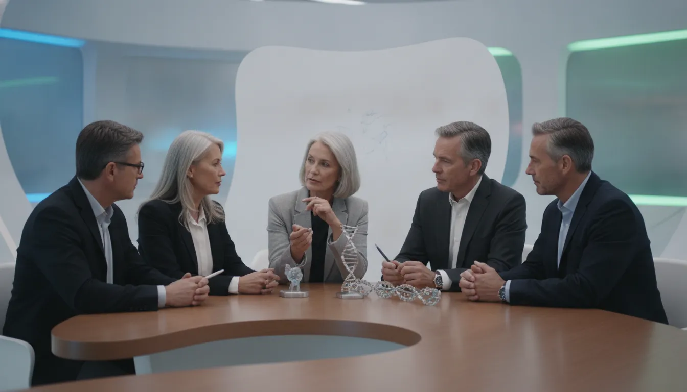 Life sciences executives and project managers discussing strategy