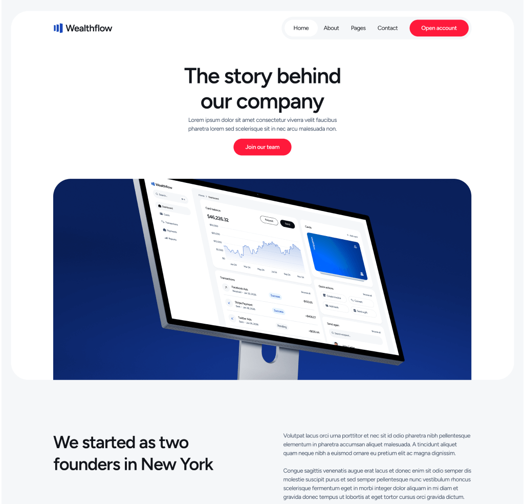 Wealthflow - About Hero Page - Bank Webflow Template | BRIX Template