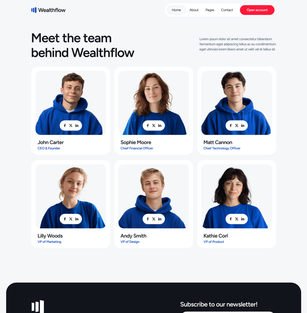 Wealthflow - Team Member Main Page - Bank Webflow Template | BRIX Template