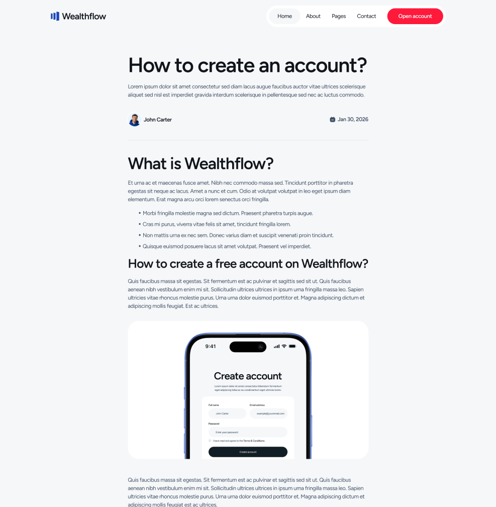 Wealthflow - Help Center Single Utility Page - Bank Webflow Template | BRIX Template