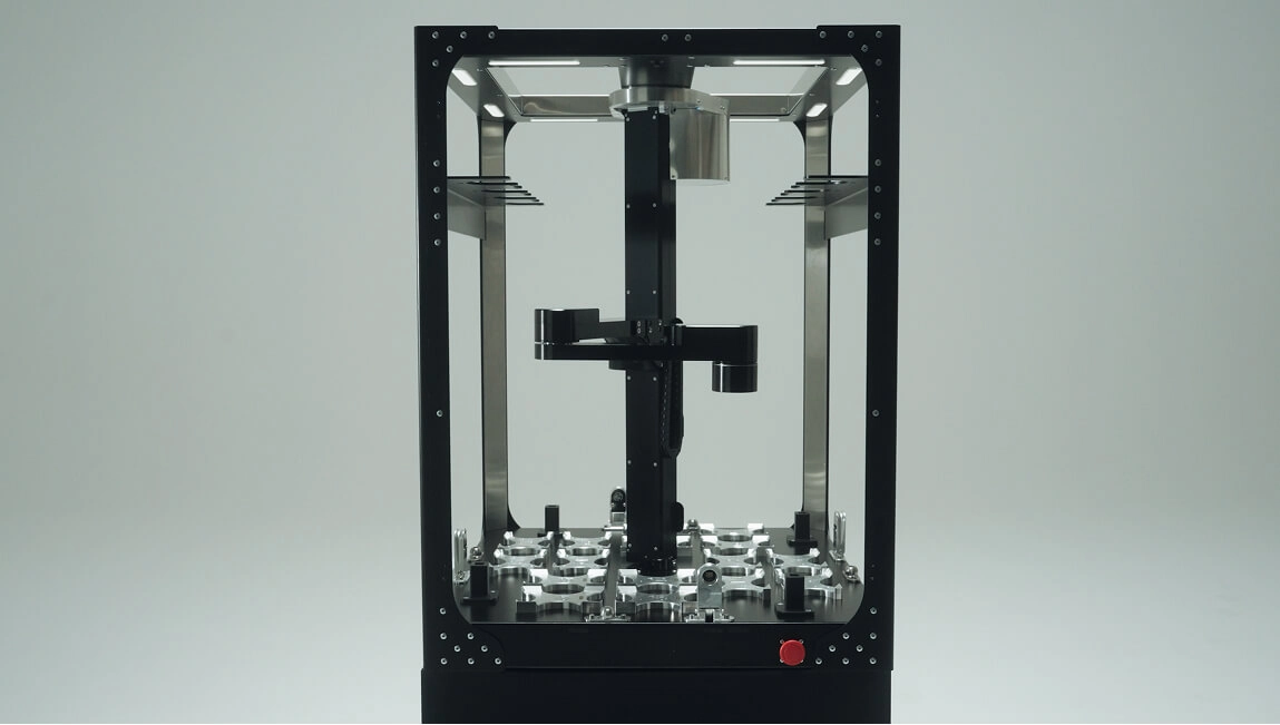 Trilobot One, a compact lab automation robot designed for biological experiments.