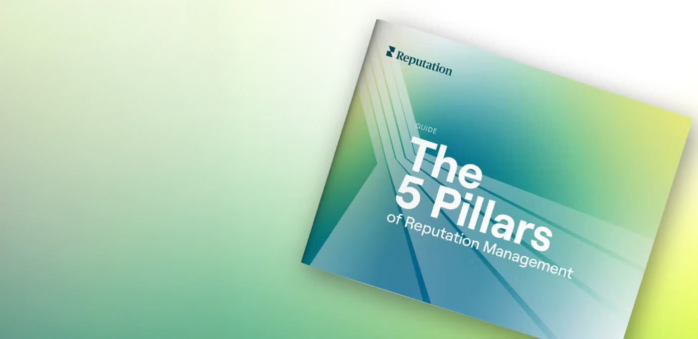 Cover page of 'The 5 Pillars of Reputation Management' guide.