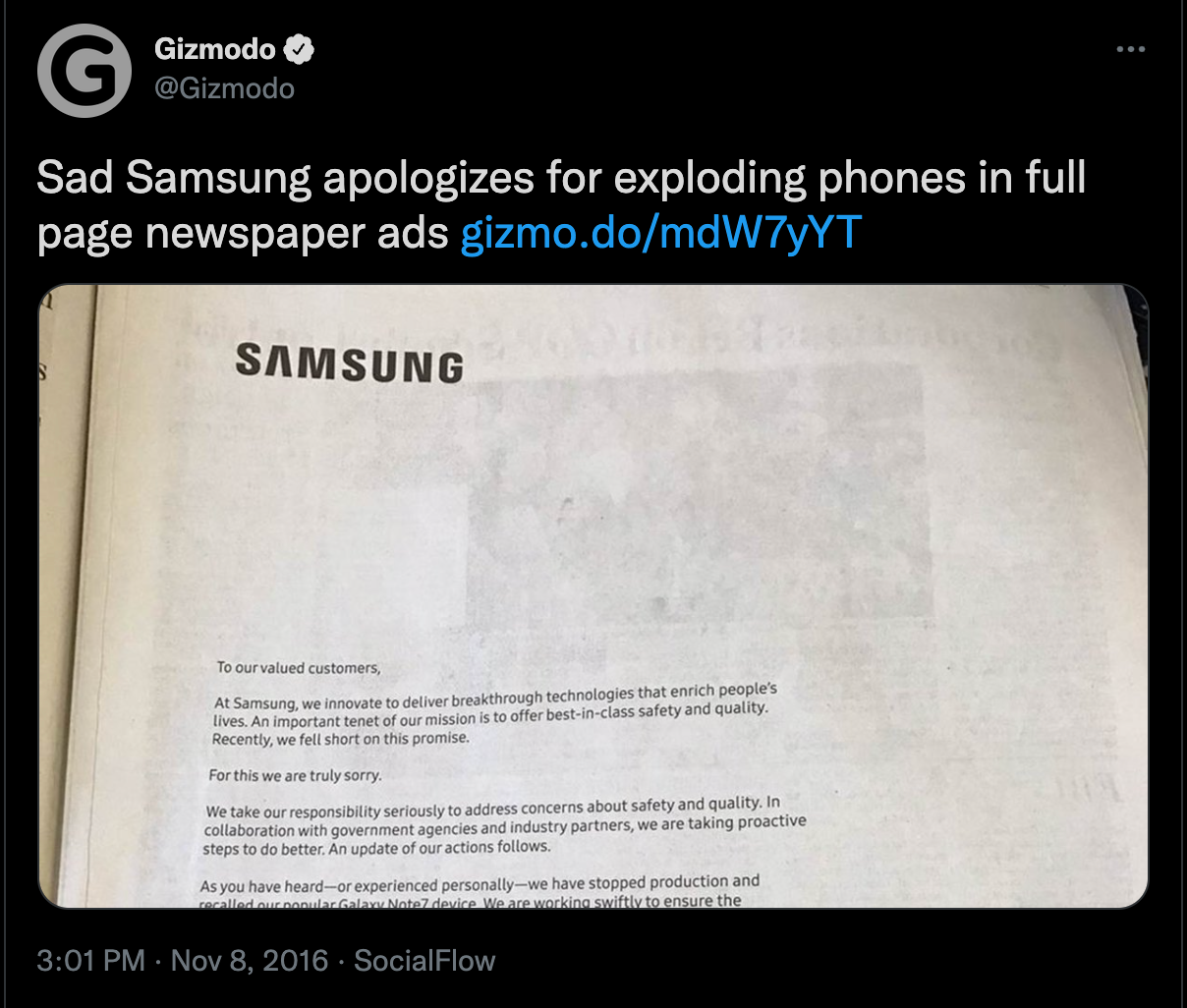 samsung tweet