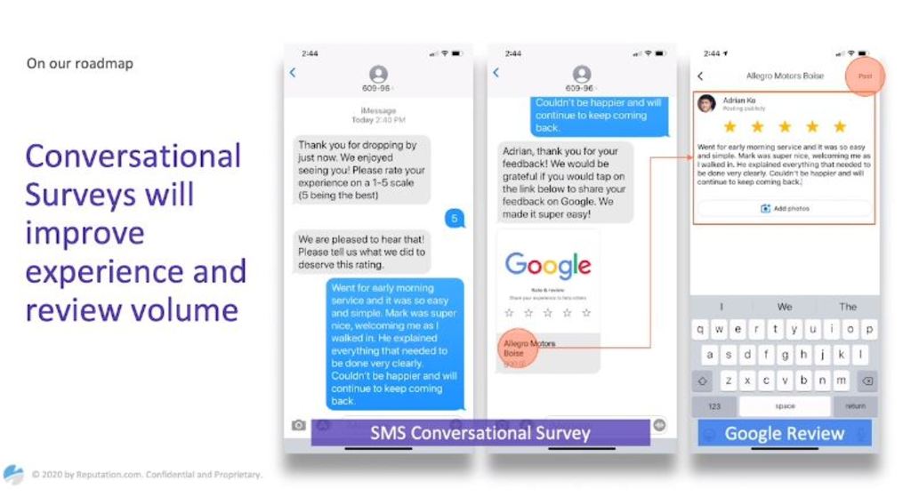 Conversational surveys will improve experience and review volume.