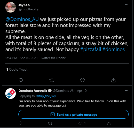 Dominos Australia social media