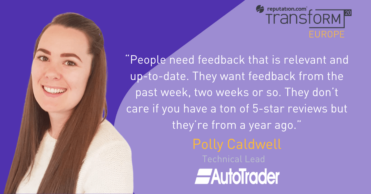 Polly Caldwell at Auto Trader on customer reviews