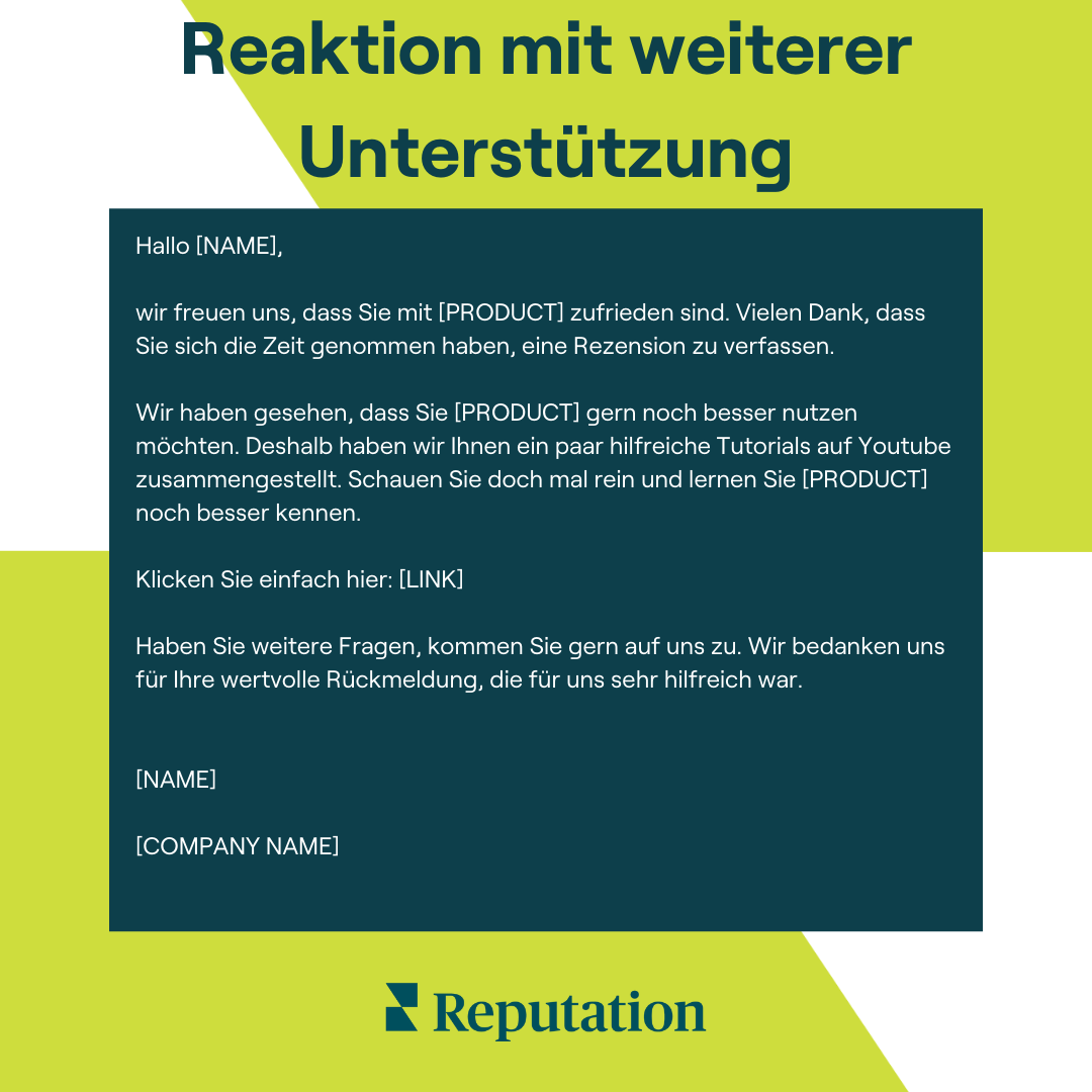 Reaktion mit weiterer Unterstützung