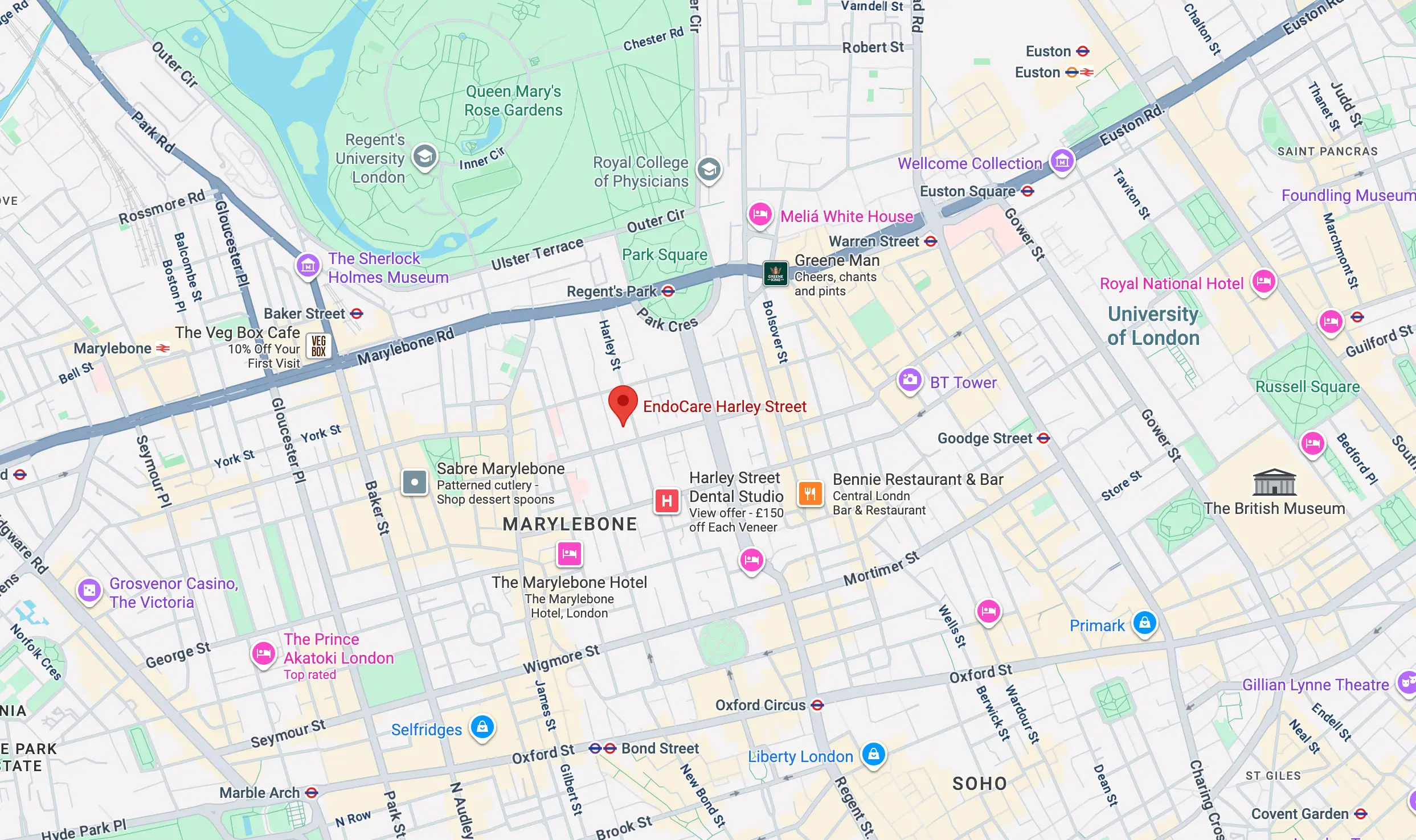 Endocare Harley Street Map
