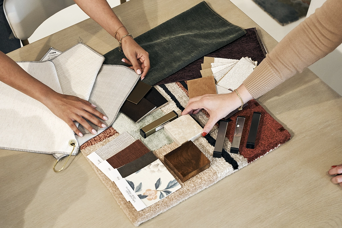 Fabric and material swatches at the AB Home showroom