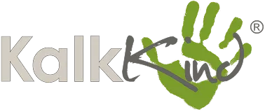 Logo mit dem Schriftzug 'Kalkkind' und einer grünen Kinderhand als Designelement.