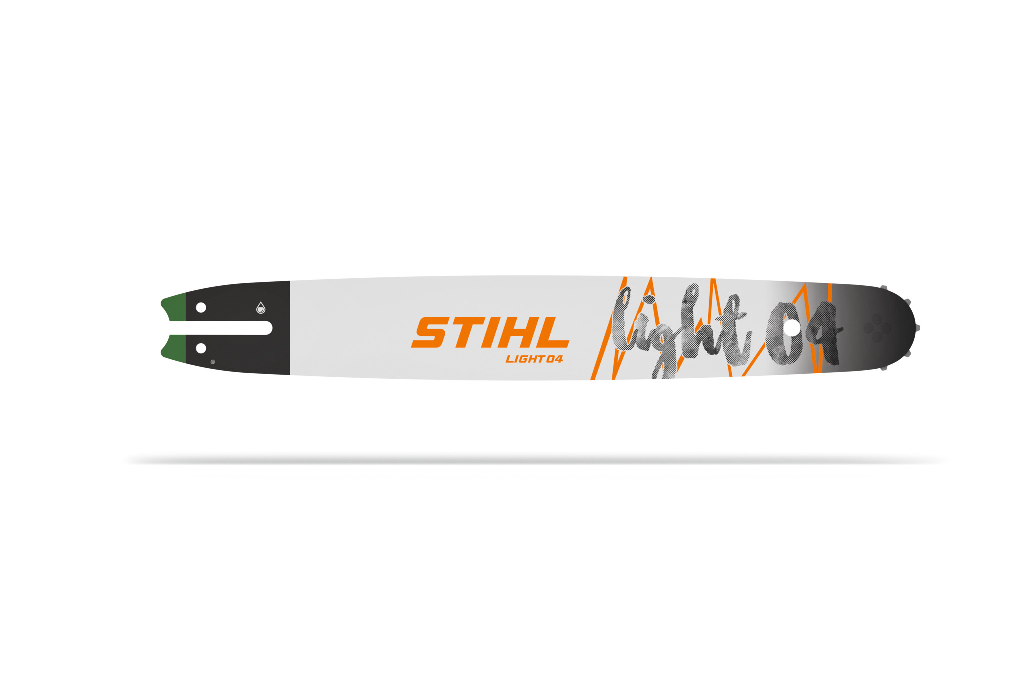 The standard version of the STIHL ROLLOMATIC® Ematic™ bar consists of three electrically welded metal plates (laminated guide bars).