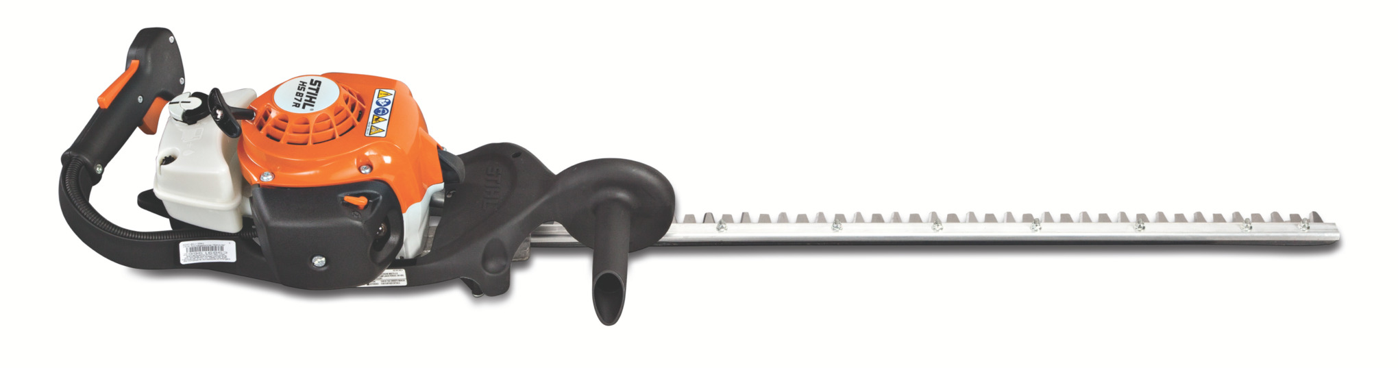 This fuel-efficient, gas-powered hedge trimmer delivers high torque and features a blade with large tooth gap—for heavy pruning and rejuvenation.