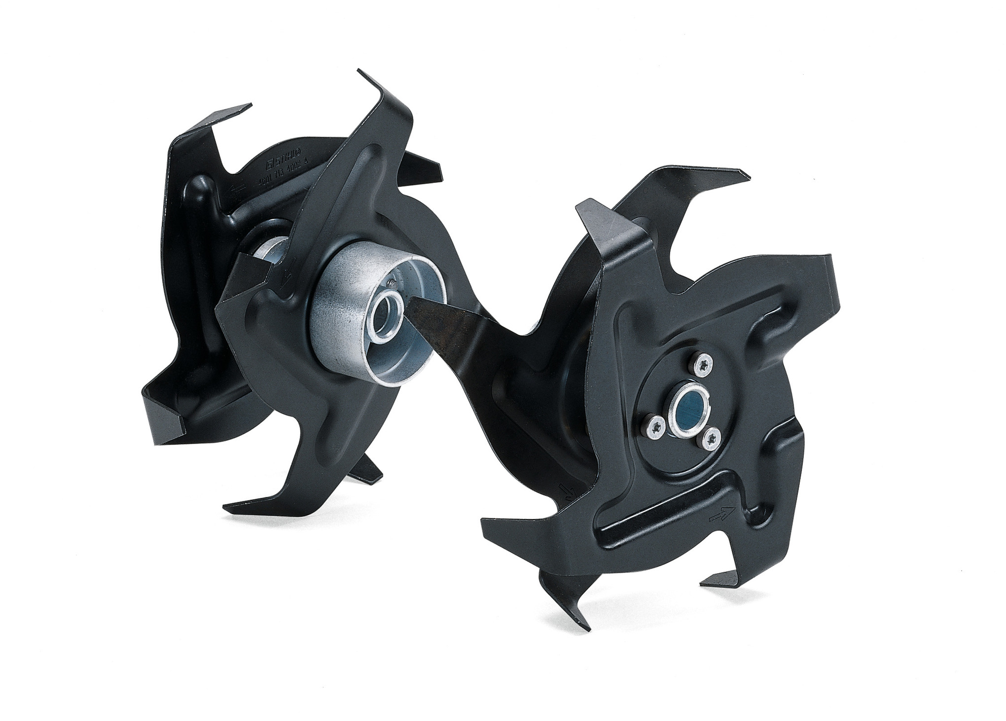 This STIHL YARD BOSS® Bolo Tines cultivator attachment helps you cultivate deeper into the soil, preparing it for planting.