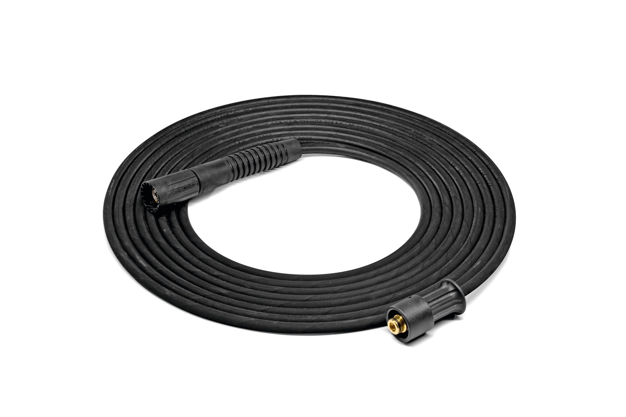 A heavy-duty hose extension for use with cold water pressure washers.