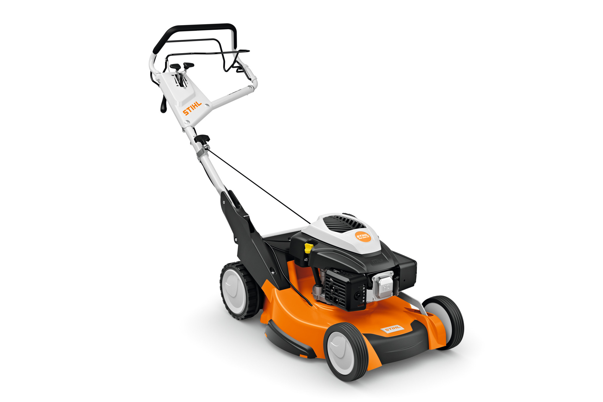 Enjoy the convenience of a blade brake clutch along with the mono-comfort handlebar, polymer grass bag, and variable-speed self-propel.