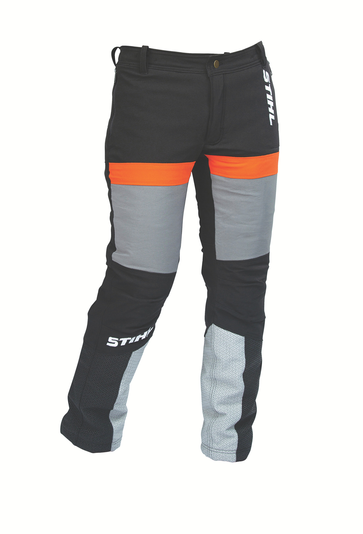 Flexible and comfortable protective pants designed for arborists and professional chainsaw users.