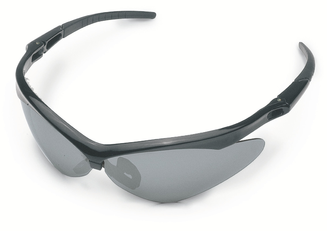 These protective glasses feature wider lenses for wrap-around protection.